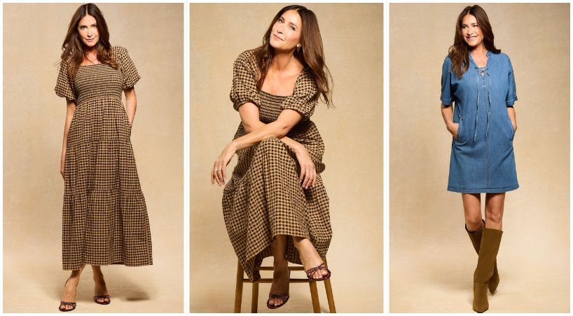 Maxi dress and denim tie front dress